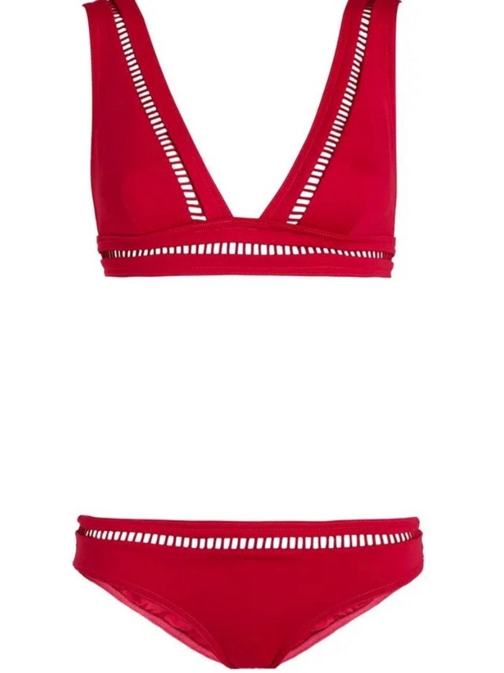 Zimmermann Magenta V-Neck Bikini Set with Cutout Trim - Picture 2 of 7